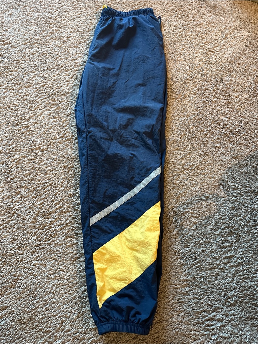 Nautica Navy Windbreaker Track Pants with Yellow Accent